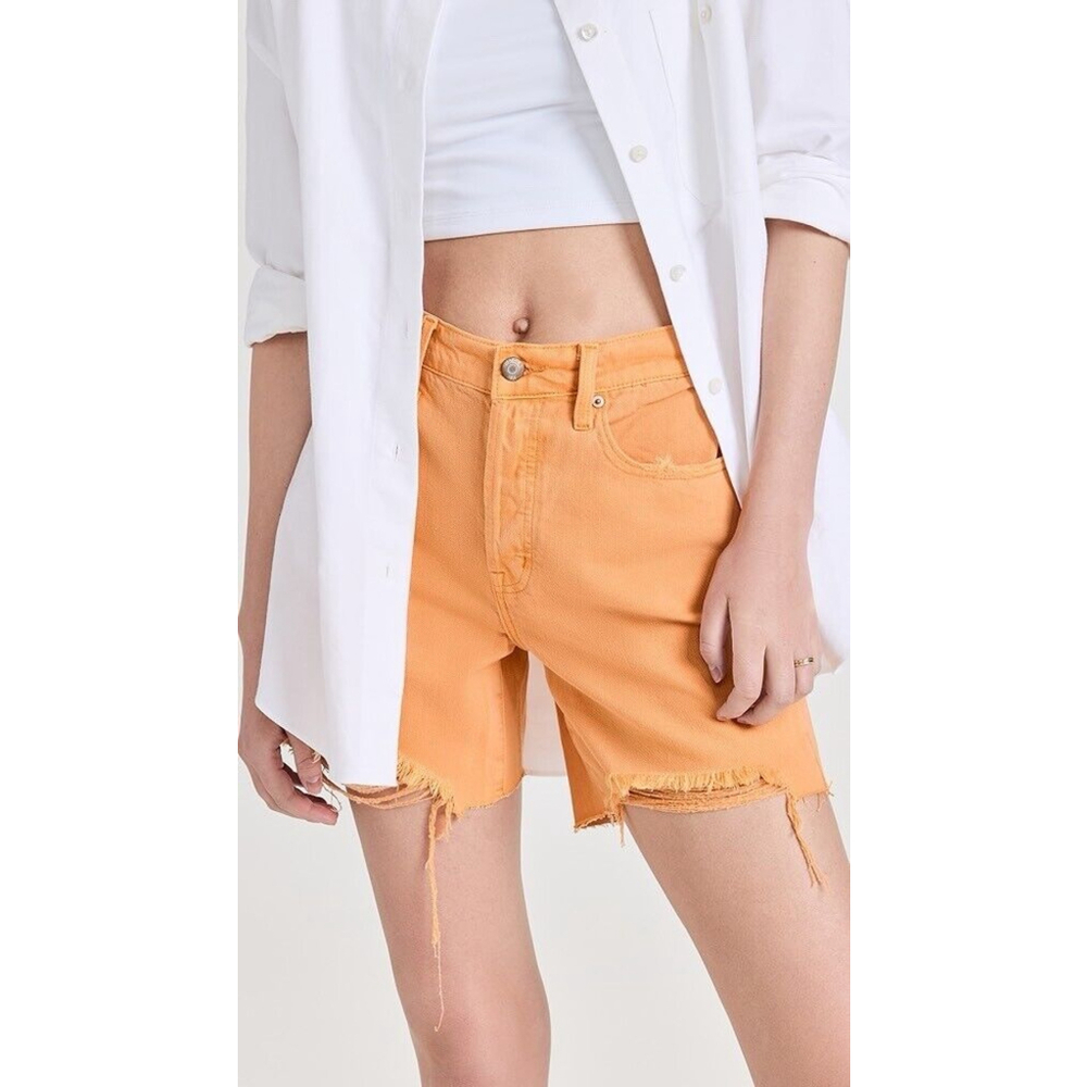 Pistola Denim Devin High Rise Mom Cut Off Shorts Size 24 Nectar Orange $118